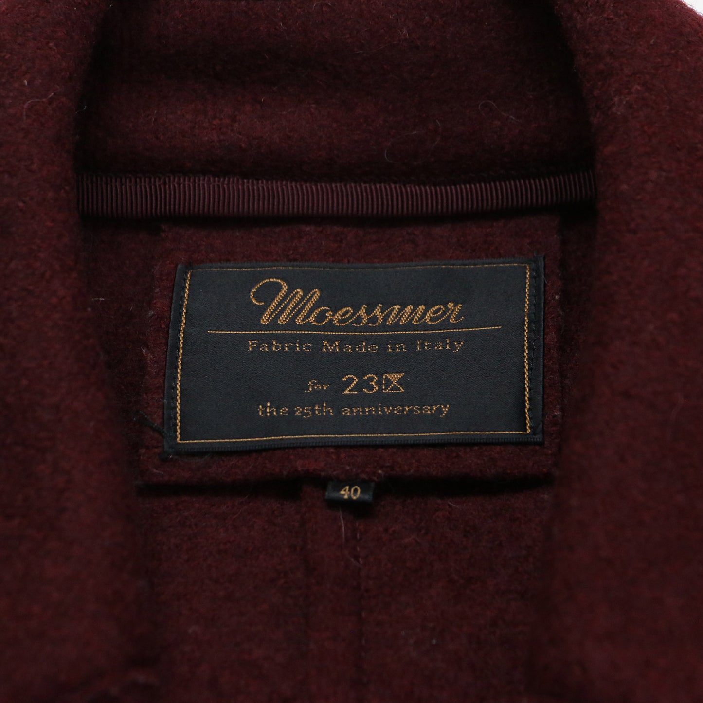 モスエマー 圧縮ウール ダブル ロングコート / Moessmer MILLED JERSEY 長袖 テーラード ストレート リボン スリット
