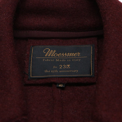 モスエマー 圧縮ウール ダブル ロングコート / Moessmer MILLED JERSEY 長袖 テーラード ストレート リボン スリット