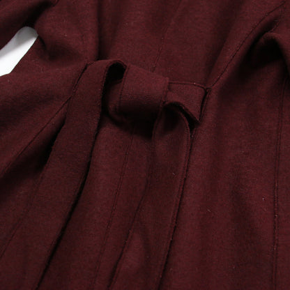 モスエマー 圧縮ウール ダブル ロングコート / Moessmer MILLED JERSEY 長袖 テーラード ストレート リボン スリット