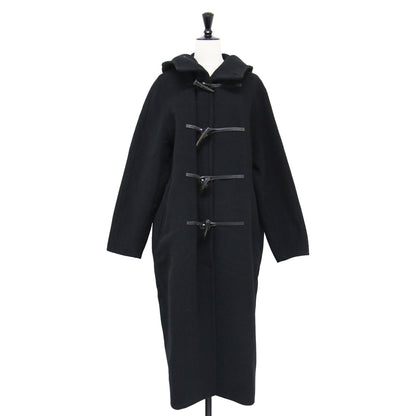 フード付き ダブル リバー ダッフルコート / 長袖 マキシ丈 ドロップショルダー ストレート ワイド