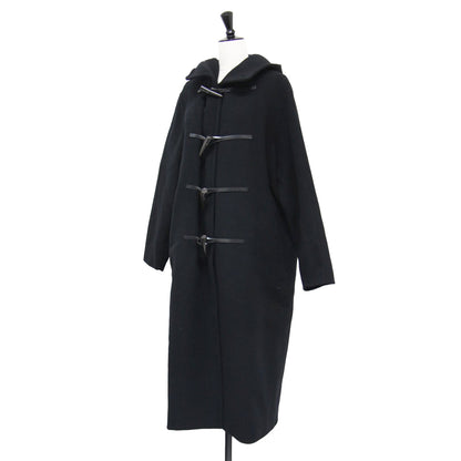 フード付き ダブル リバー ダッフルコート / 長袖 マキシ丈 ドロップショルダー ストレート ワイド