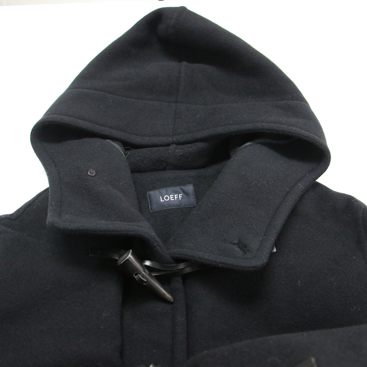 フード付き ダブル リバー ダッフルコート / 長袖 マキシ丈 ドロップショルダー ストレート ワイド