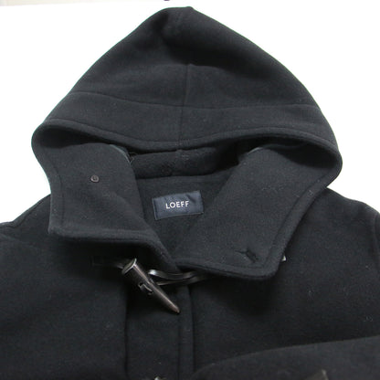 フード付き ダブル リバー ダッフルコート / 長袖 マキシ丈 ドロップショルダー ストレート ワイド