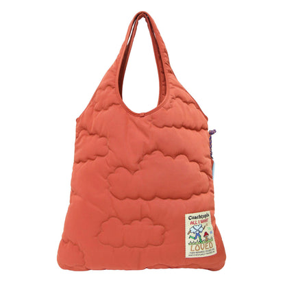 ループ フラット トート リサイクル ポリエステル クラウド キルティング バッグ / ハンドバッグ 肩掛け ブランドロゴ チャーム ステッチ