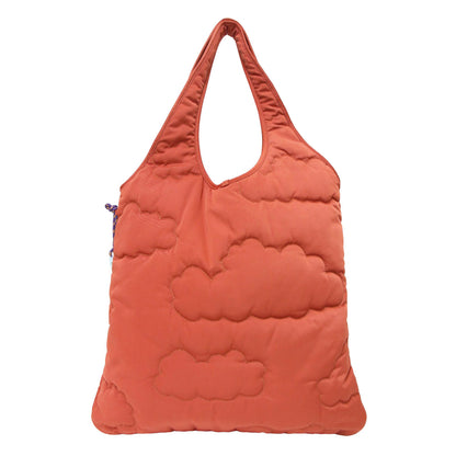 ループ フラット トート リサイクル ポリエステル クラウド キルティング バッグ / ハンドバッグ 肩掛け ブランドロゴ チャーム ステッチ