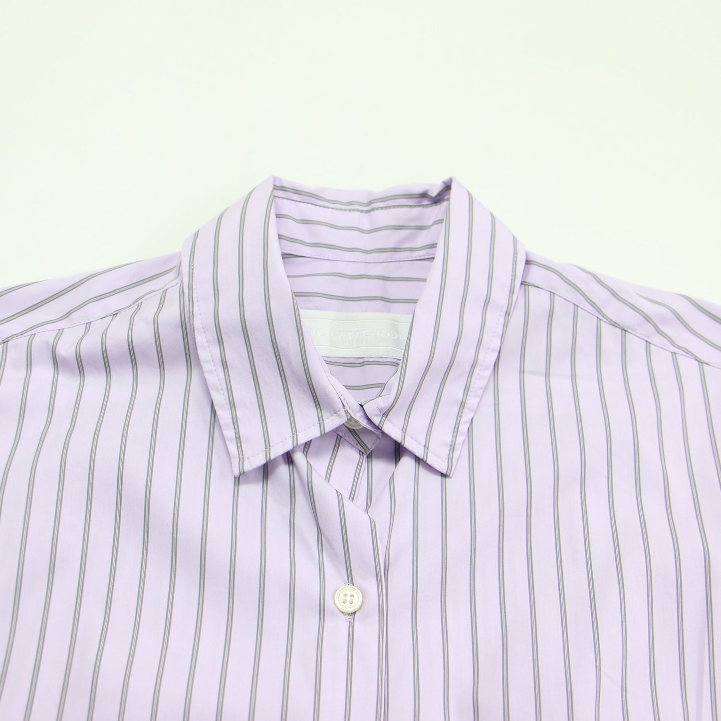× ADAM ET ROPE 別注 ストライプシャツ / ノースリーブ クロップド丈 ショート丈 レギュラーカラー ワイドシルエット コットン