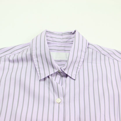 × ADAM ET ROPE 別注 ストライプシャツ / ノースリーブ クロップド丈 ショート丈 レギュラーカラー ワイドシルエット コットン
