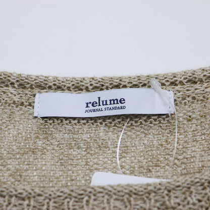 25春夏 ポリエステル リネン ルーズプルオーバー / ミサマーニット 長袖 クロップド丈 クルーネック ミドルゲージ