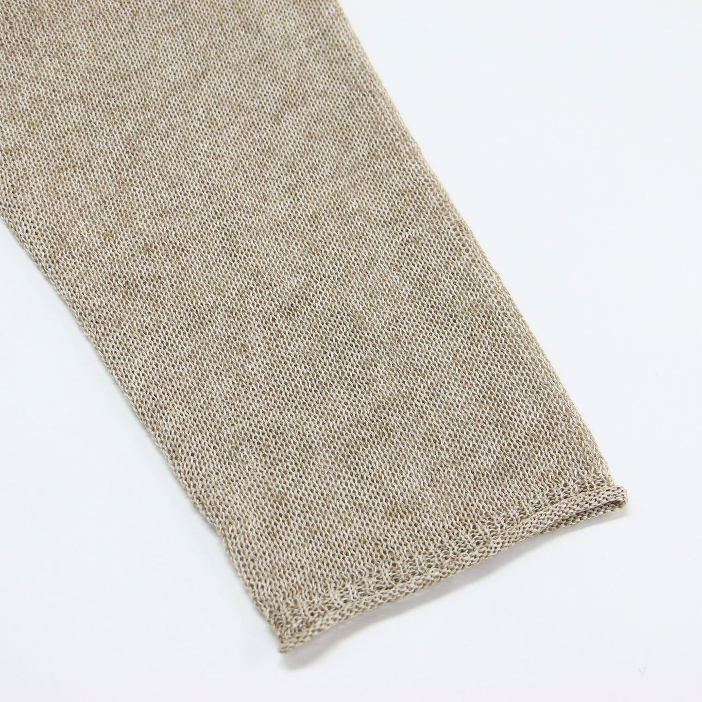 25春夏 ポリエステル リネン ルーズプルオーバー / ミサマーニット 長袖 クロップド丈 クルーネック ミドルゲージ