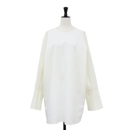 プリーツスリーブ チュニック シャツ / ブラウス スリット リボン 2WAY