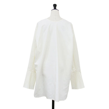 プリーツスリーブ チュニック シャツ / ブラウス スリット リボン 2WAY