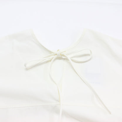 プリーツスリーブ チュニック シャツ / ブラウス スリット リボン 2WAY