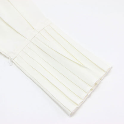 プリーツスリーブ チュニック シャツ / ブラウス スリット リボン 2WAY