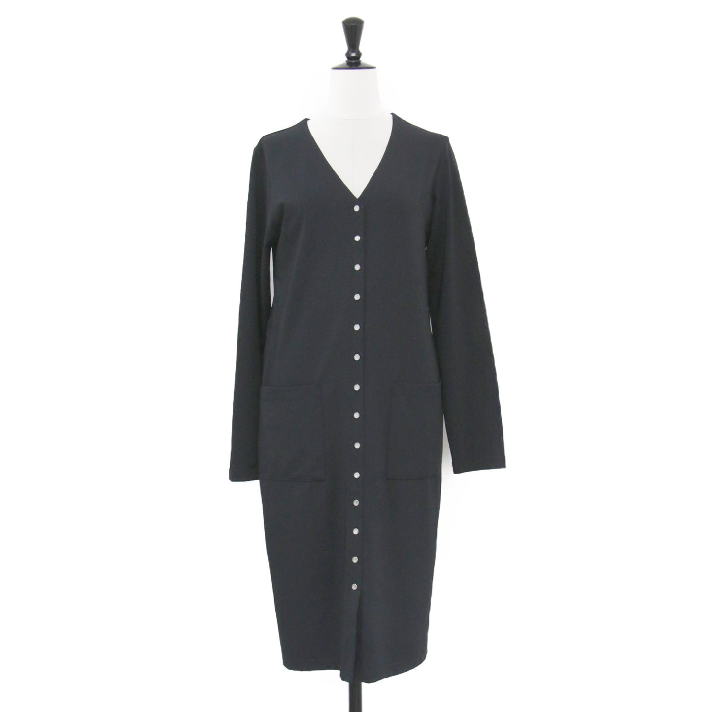 Vネック ラメボタン ロングカーディガン / ROBE ワンピース 長袖 パッチポケット