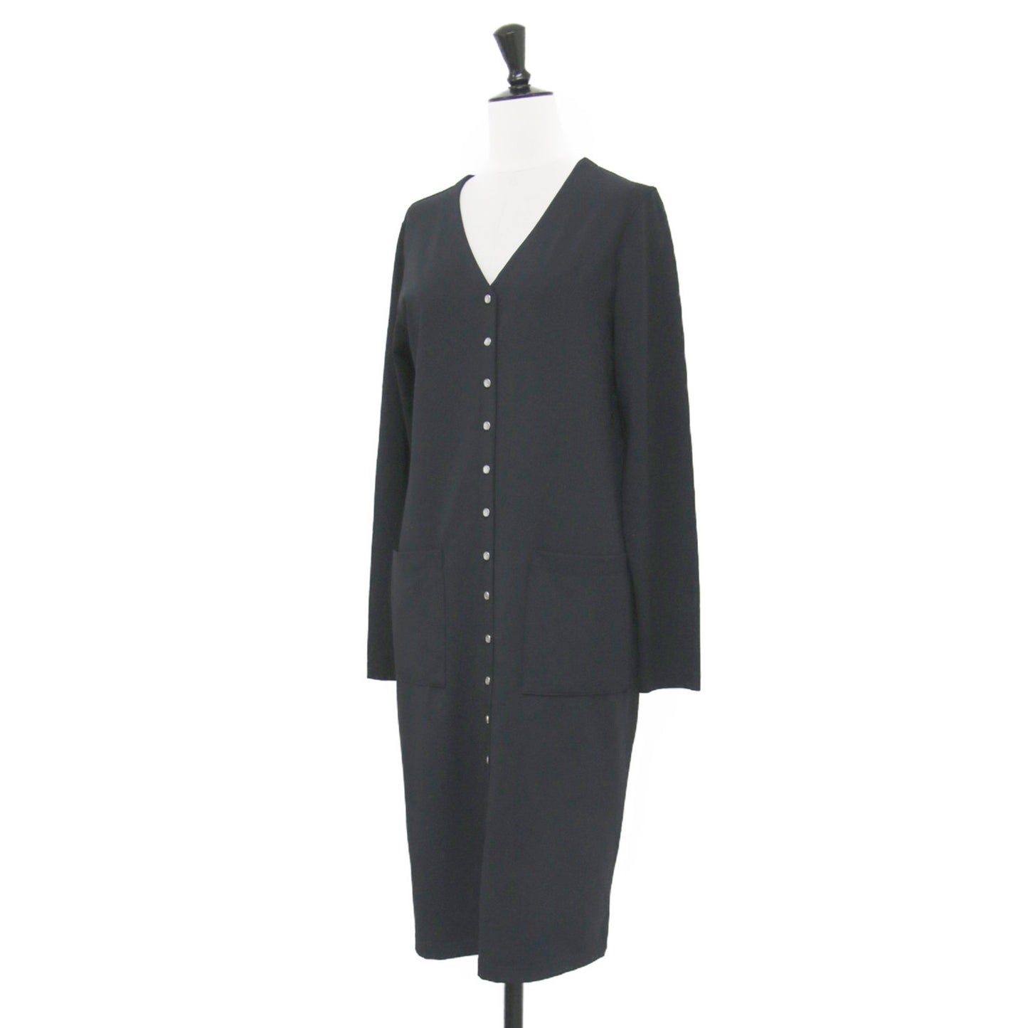 Vネック ラメボタン ロングカーディガン / ROBE ワンピース 長袖 パッチポケット