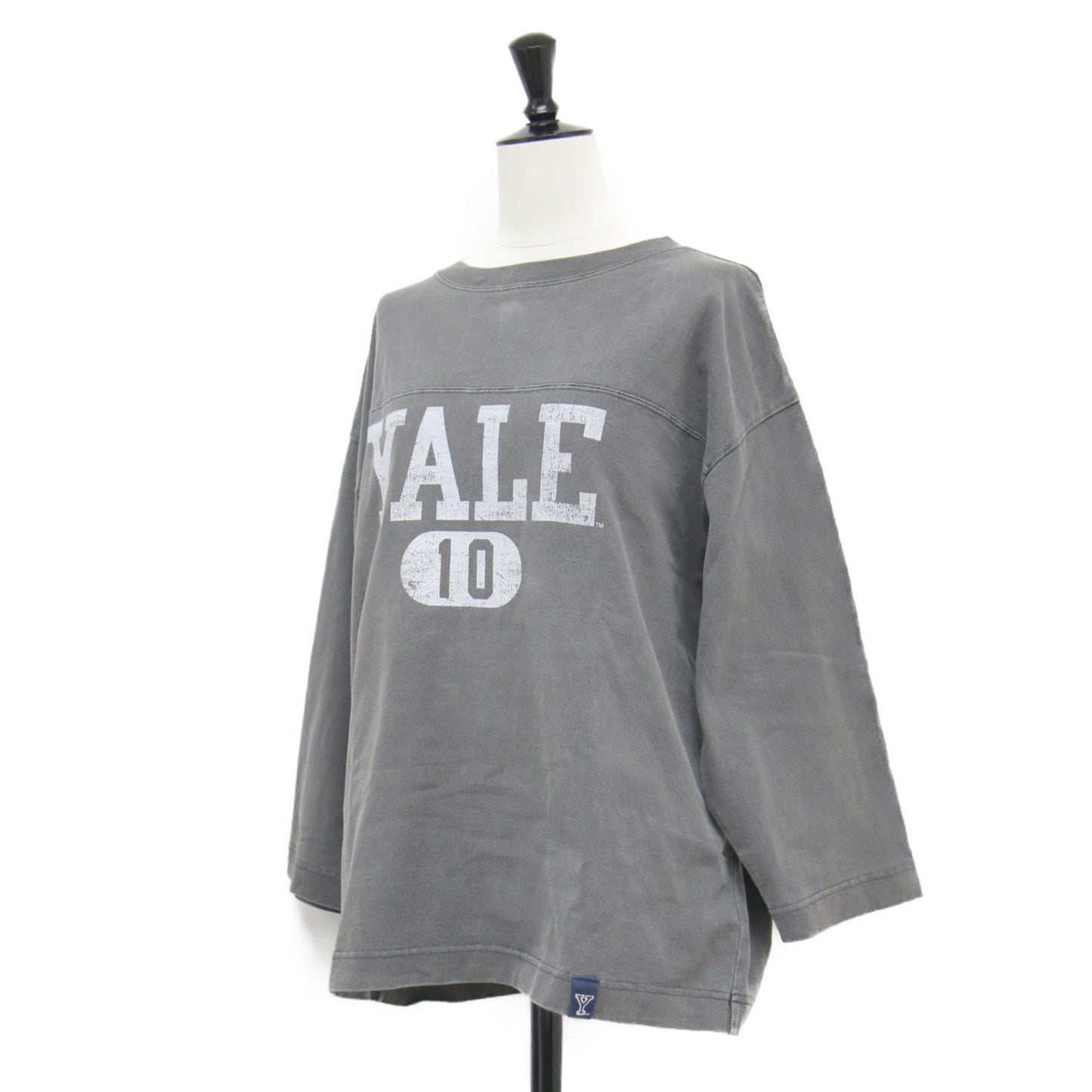 22秋冬 クオータースリーブ フットボールTシャツ / YALE カットソー 7分袖 クルーネック ロゴ プリント オーバーサイズ コットン ヴィンテージ加工