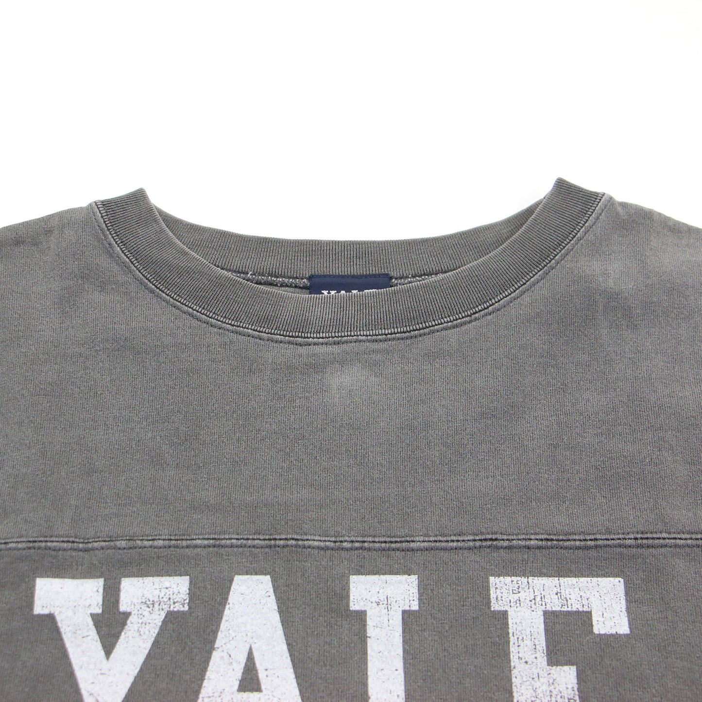 22秋冬 クオータースリーブ フットボールTシャツ / YALE カットソー 7分袖 クルーネック ロゴ プリント オーバーサイズ コットン ヴィンテージ加工