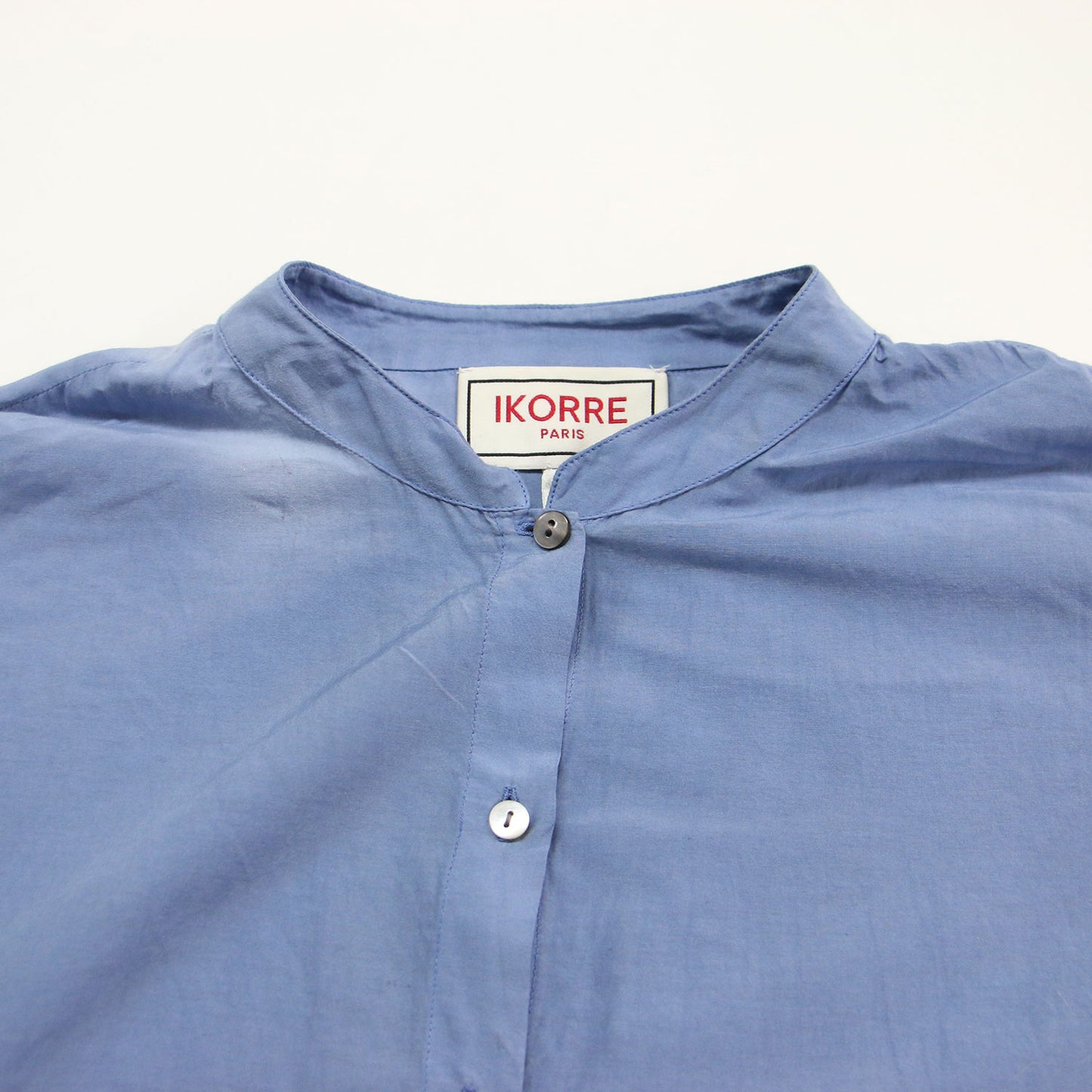25春夏 グラデーションシャツ / IKORRE OMBRE DYED ブラウス ワイド フレア ドロップショルダー 五分袖 コットン シルク