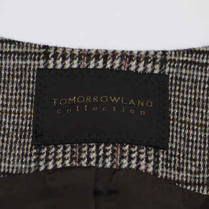 22秋冬 シック グレンチェック カシュクール ジャンパースカート / ワンピース ノースリーブ Vネック ロング丈 スリット ツイード ウール