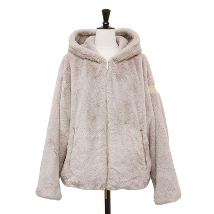 フード付き ボアブルゾン / YUMOLA パーカー 長袖 ショート丈 オーバーサイズ ブランドロゴ フェイクファー