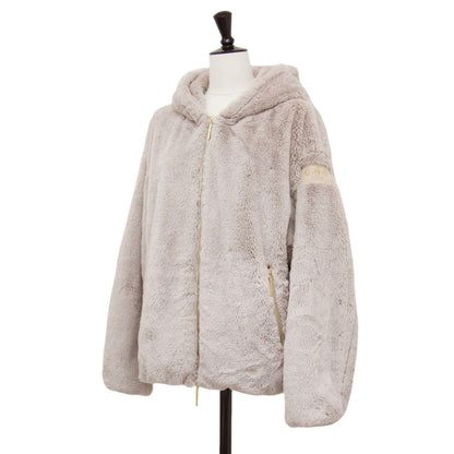 フード付き ボアブルゾン / YUMOLA パーカー 長袖 ショート丈 オーバーサイズ ブランドロゴ フェイクファー