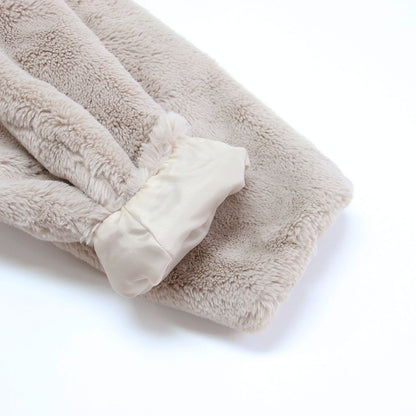 フード付き ボアブルゾン / YUMOLA パーカー 長袖 ショート丈 オーバーサイズ ブランドロゴ フェイクファー