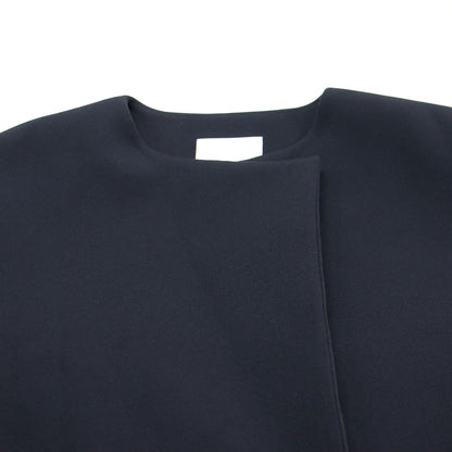 23春夏 ベルト付き ノーカラーコート / ロング丈 バイカラー スリット スナップボタン ドロップショルダー