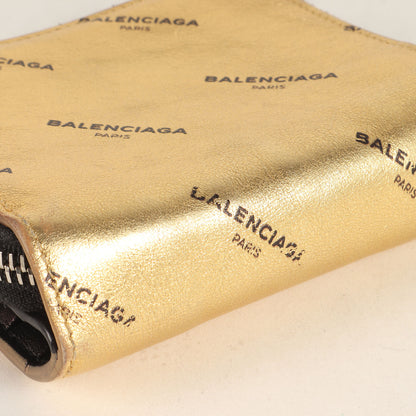 メタリック ロゴプリント 短財布 / ラウンドファスナー 二つ折り エナメル