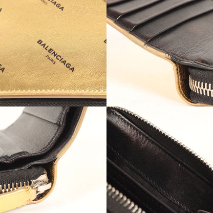 メタリック ロゴプリント 短財布 / ラウンドファスナー 二つ折り エナメル