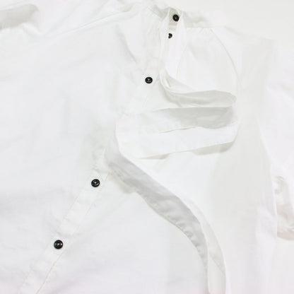 ボウタイ ユーフォ― ブラウス / BowTie UFO Blouse プルオーバー スタンドカラー 半袖 ラグラン 前後2way リボン ギャザー コットン