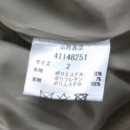 21春夏 スエード ノーカラージャケット / ブルゾン 長袖 クルーネック クロップド丈 ギャザー ストレッチ