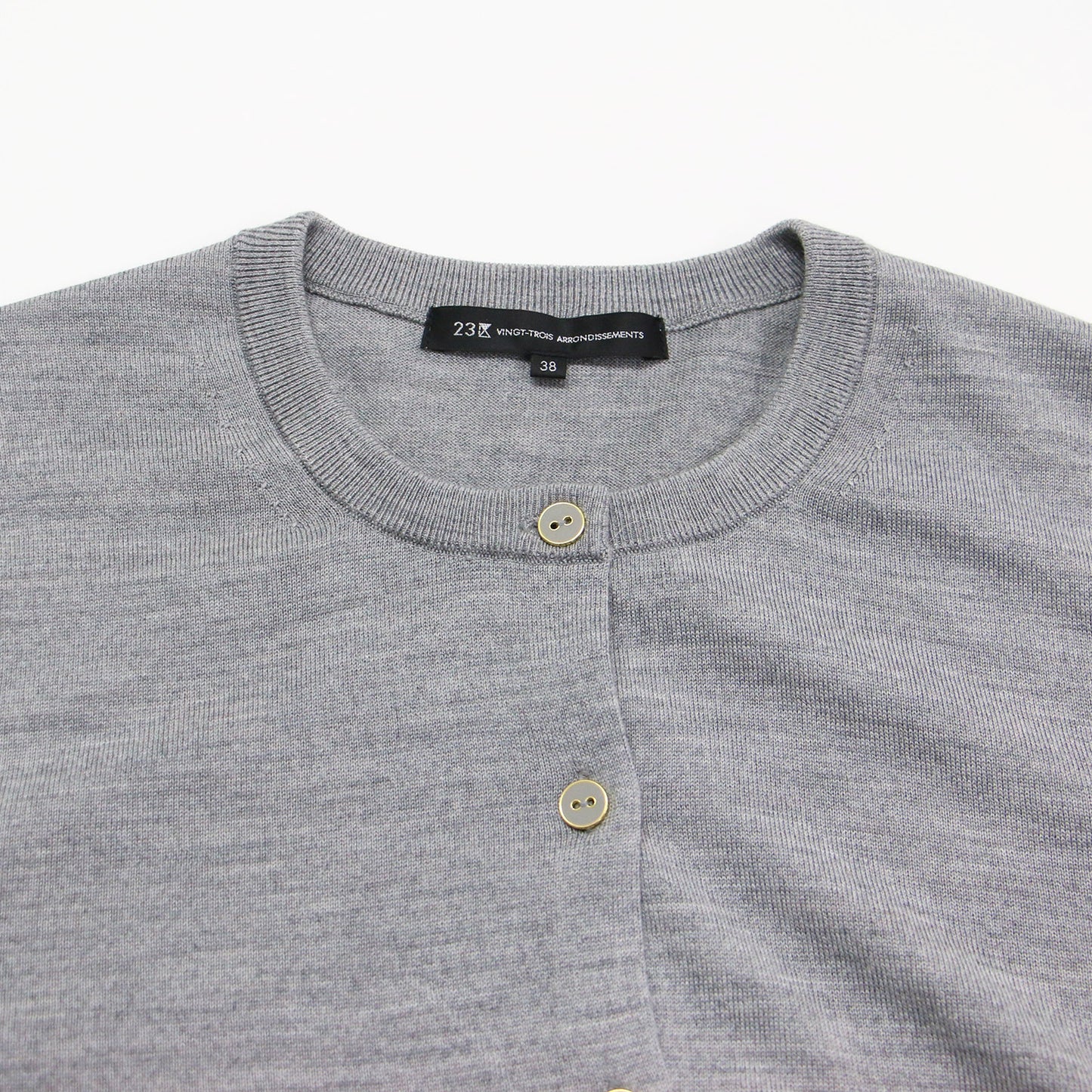 25秋冬 サステナブルウール ベーシック カーディガン / ニット 長袖 クルーネック コンパクト メタルボタン