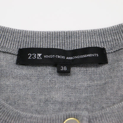 25秋冬 サステナブルウール ベーシック カーディガン / ニット 長袖 クルーネック コンパクト メタルボタン