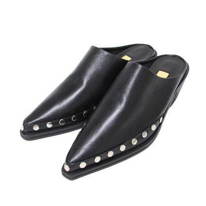 24秋冬 GRISE レザー エッジスタッズ ミュール / シューズ ポインテッドトゥ チャンキーヒール レザー