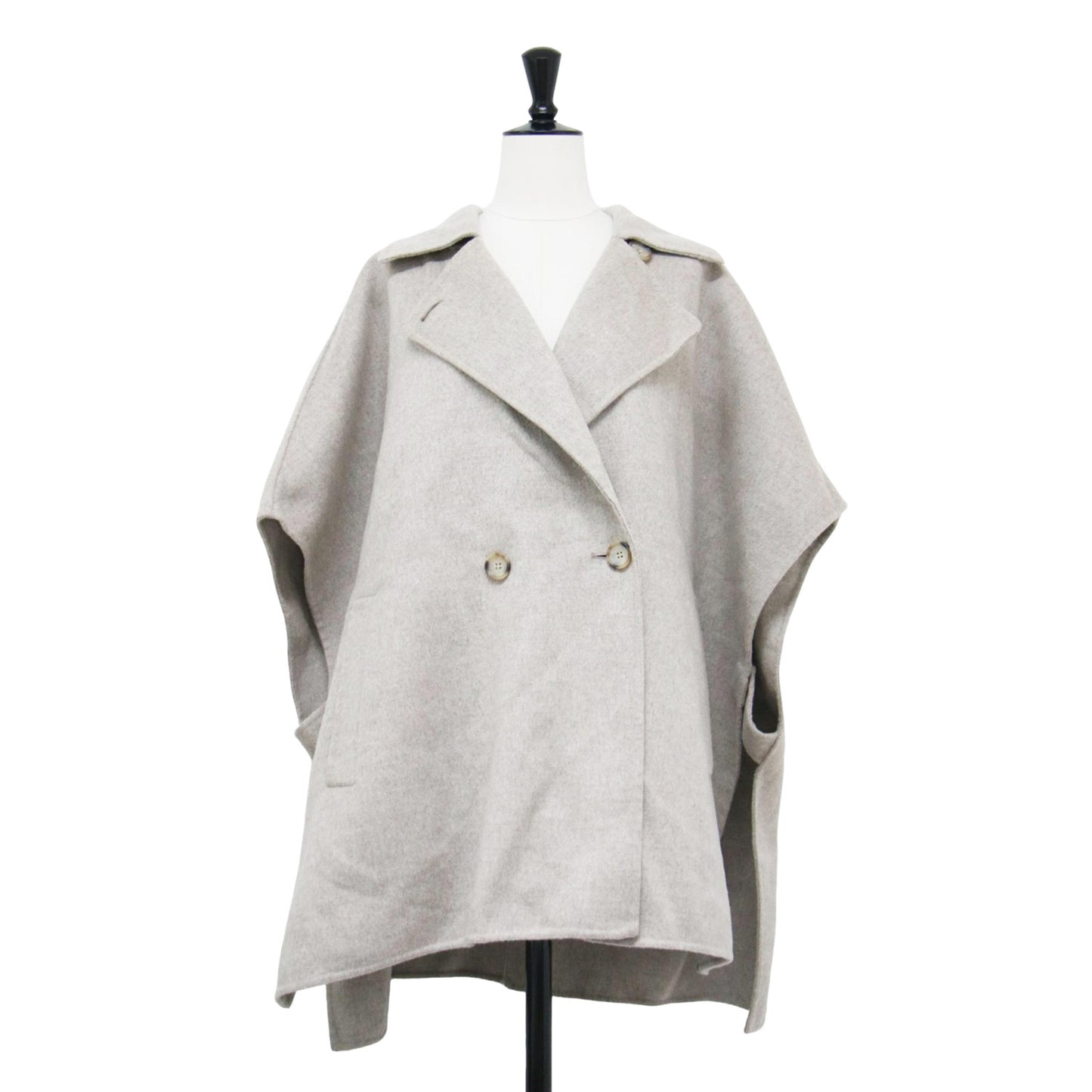 24秋冬 ウール ナイロン リバーベスト / ポンチョ チェスター ワイド ドロップショルダー スリット