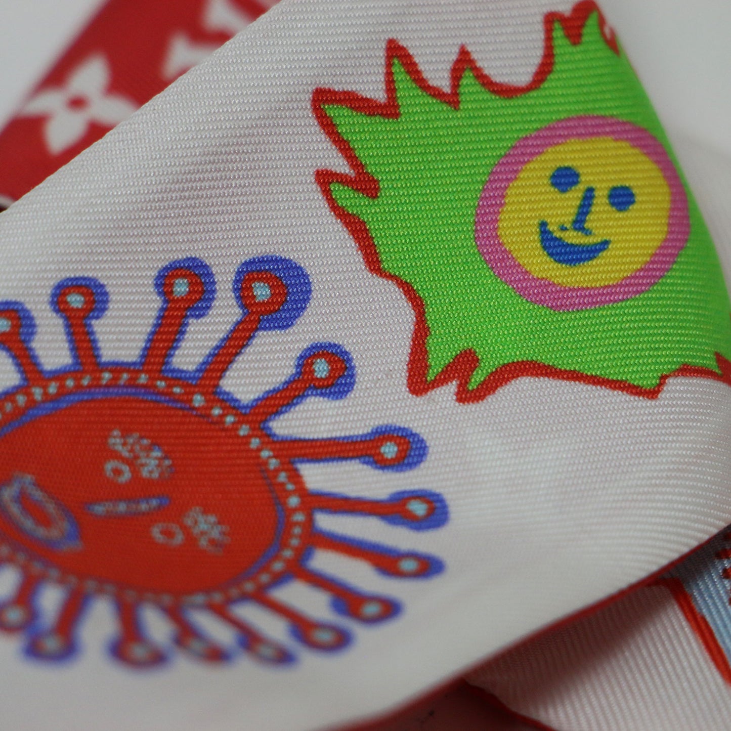 × 草間彌生 バンドーBB フェイス プリント スカーフ / 総柄 プリント シルク