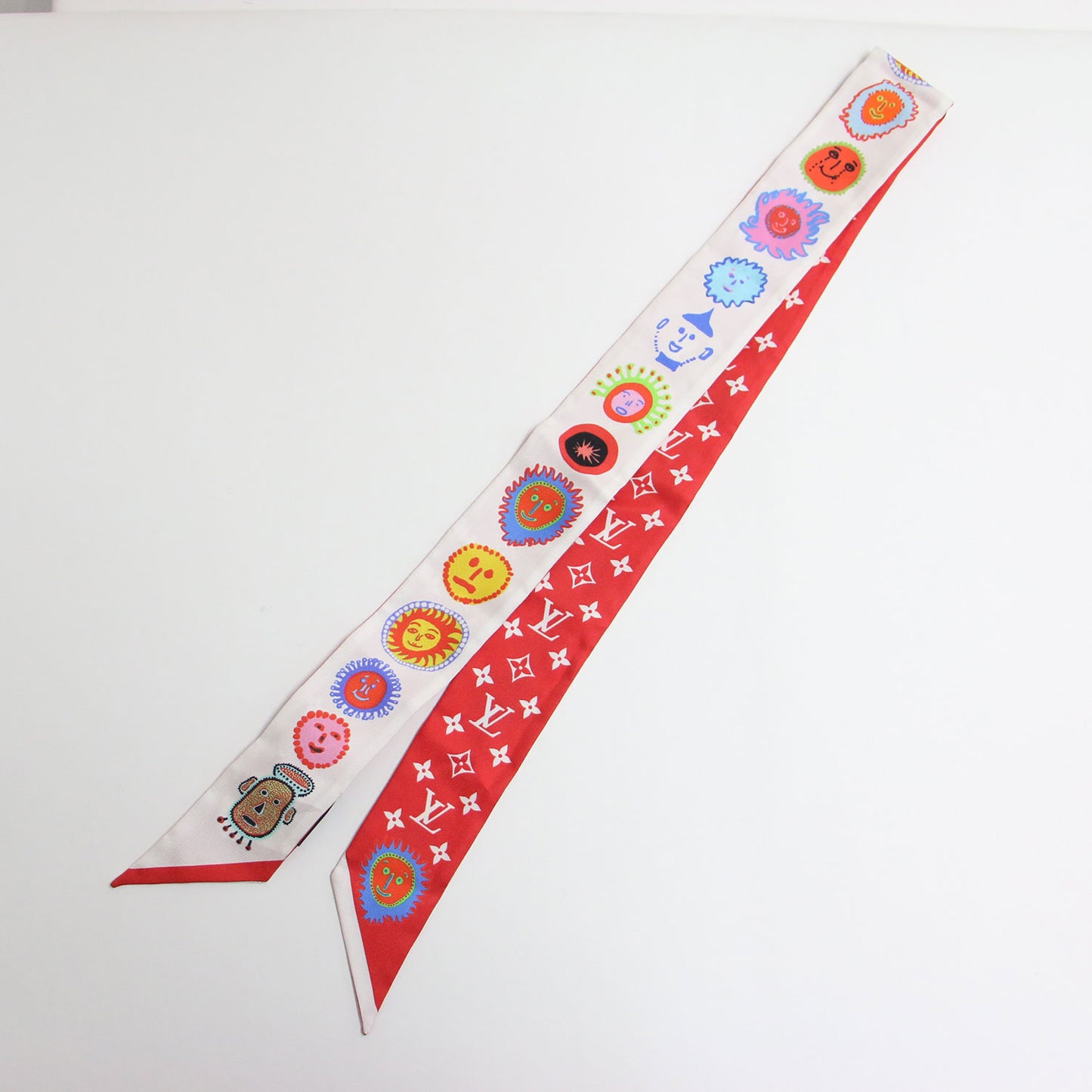 × 草間彌生 バンドーBB フェイス プリント スカーフ / 総柄 プリント シルク