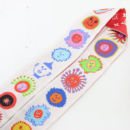 × 草間彌生 バンドーBB フェイス プリント スカーフ / 総柄 プリント シルク