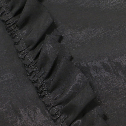 24秋冬 グロッシーフリル タイトスカート / ミディ丈 スリット カットオフ ストレート サテン