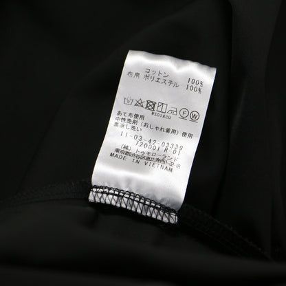 24春夏 ジャージコンビ ペプラムプルオーバー / カットソー ブラウス 半袖 五分袖 クルーネック 異素材切替 ギャザー フレアシルエット