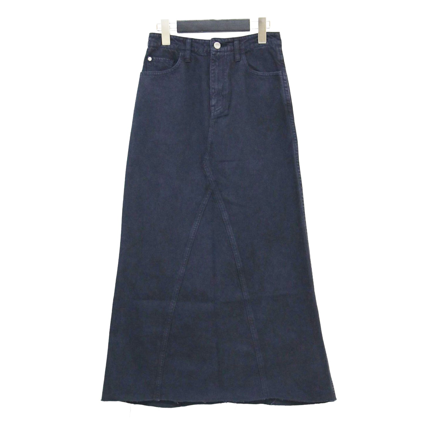 20秋冬 LONG SLIT デニムスカート / タイトスカート Aライン 5ポケット カットオフ コットン
