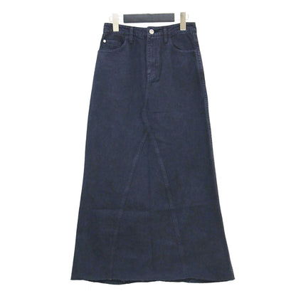 20秋冬 LONG SLIT デニムスカート / タイトスカート Aライン 5ポケット カットオフ コットン