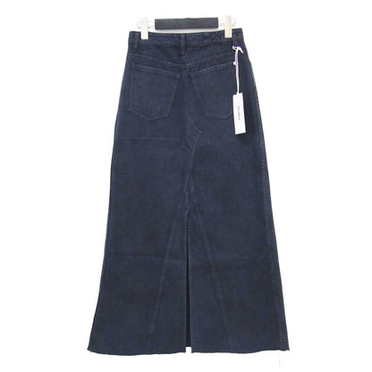 20秋冬 LONG SLIT デニムスカート / タイトスカート Aライン 5ポケット カットオフ コットン