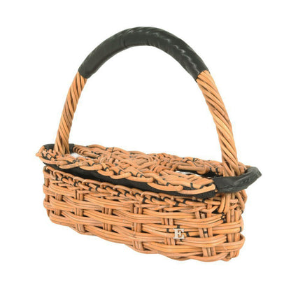 23春夏 牛ソフト パールシェル 3mm かごバッグ / ハンドバッグ レザー ラフィア