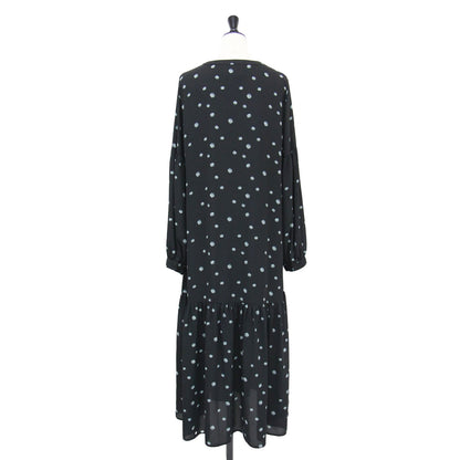 × Spick&Span 別注 20秋冬 フラワープリント ドレス / ワンピース 長袖 マキシ丈 クルーネック タック フレア