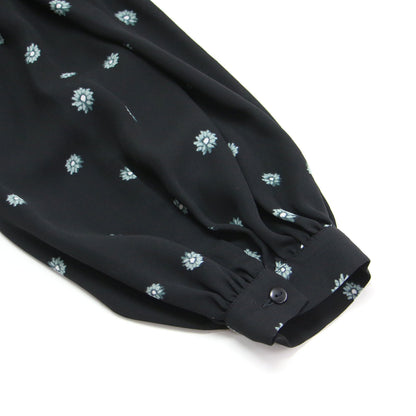 × Spick&Span 別注 20秋冬 フラワープリント ドレス / ワンピース 長袖 マキシ丈 クルーネック タック フレア