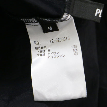25春夏 ハイストレッチナイロンドッキングワンピース / ドレス ロング丈 Aライン フレア クルーネック 半袖 ウエストゴム ドローコード メタルパーツ