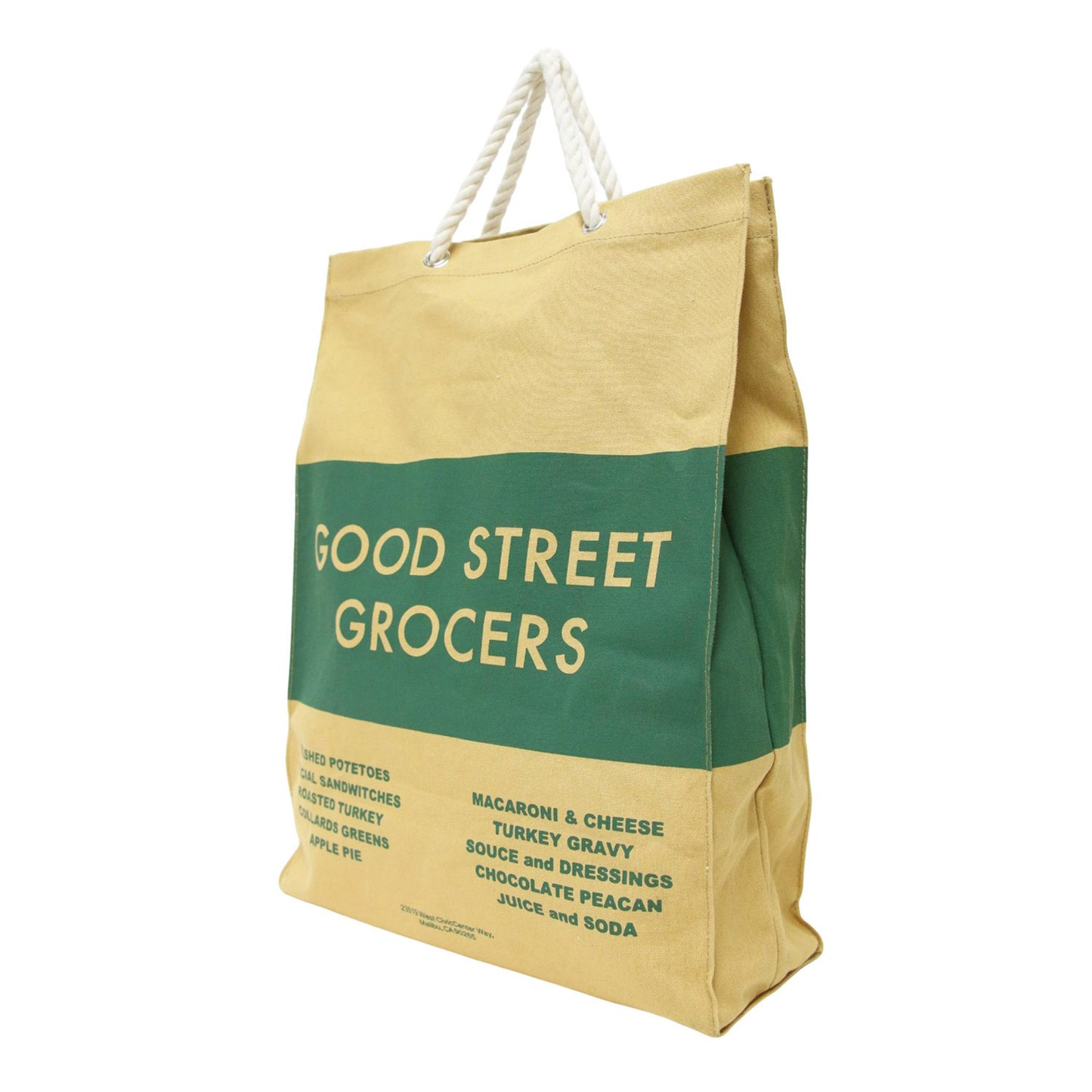 22秋冬 ロゴ プリント ペーパー トートバッグ / GOOD STREET GROCERS LARGE ハンドバッグ 肩掛け ロープ キャンバス