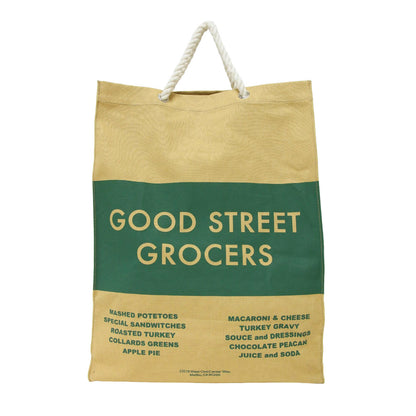22秋冬 ロゴ プリント ペーパー トートバッグ / GOOD STREET GROCERS LARGE ハンドバッグ 肩掛け ロープ キャンバス
