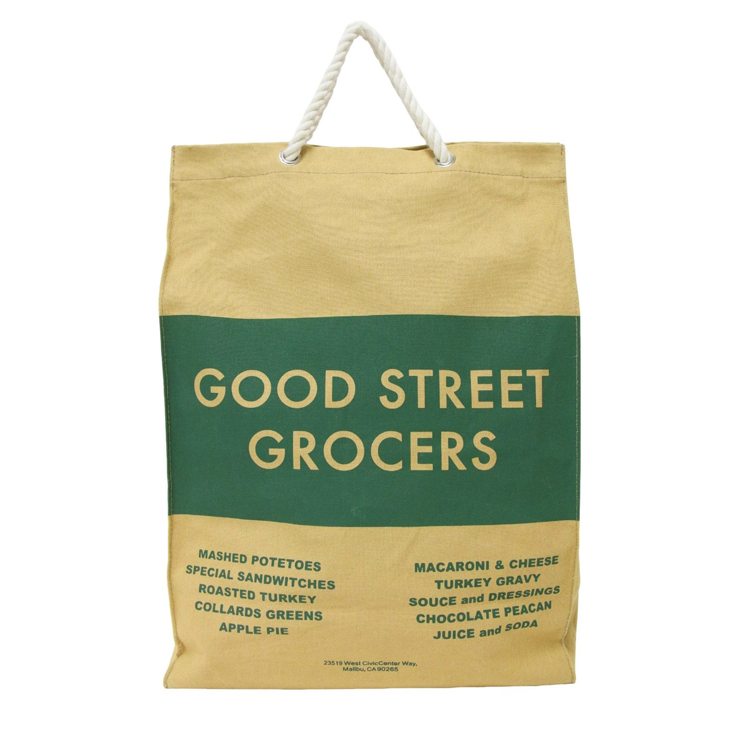 22秋冬 ロゴ プリント ペーパー トートバッグ / GOOD STREET GROCERS LARGE ハンドバッグ 肩掛け ロープ キャンバス